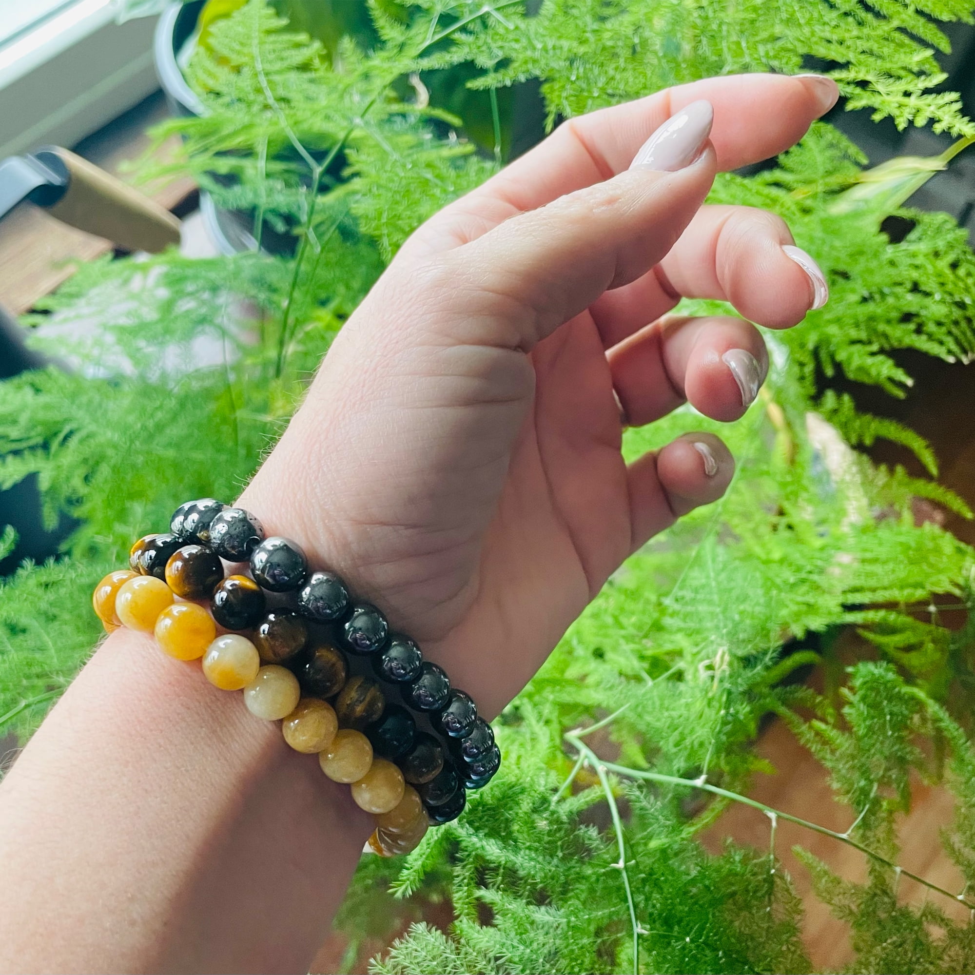 Yellow Citrine, Tiger Eye & Hematite Bracelet Set