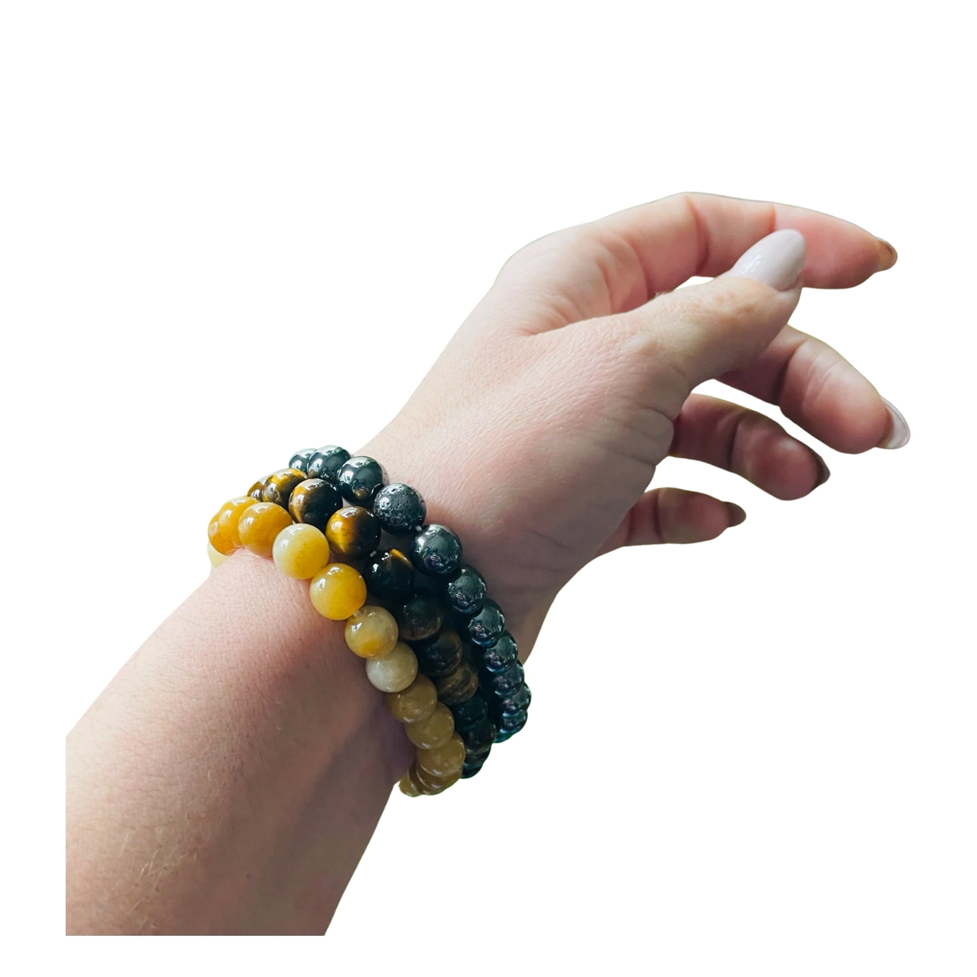 Yellow Citrine, Tiger Eye & Hematite Bracelet Set