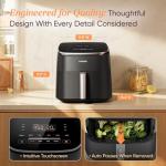 Cosori 9-in-1 TurboBlaze Air Fryer 6 Qt, Premium Ceramic Coating, 90°–450°F, Precise Heating for Even Results, Air Fry, Roast, Bake, Broil, Dry, Frozen, Proof, Reheat, Keep Warm, 120V, Dark Gray