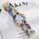 Ebony Women's Watch with Floral Print and Luminescent Hands