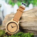BOBO BIRD Women's Bamboo Wood Watch with Leather Strap