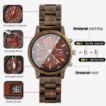Men's Walnut Wood Chronograph Watch with Date Display