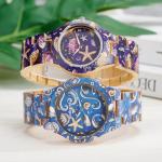 Ebony Women's Watch with Floral Print and Luminescent Hands