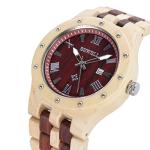 BEWELL Men's Maple and Red Sandalwood Wood Watch