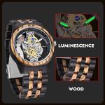 Men's Retro Gear Wooden Watch with Transparent Dial