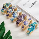 Ebony Women's Watch with Floral Print and Luminescent Hands