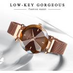 Rose Gold Women's Wooden Watch with Mesh Band