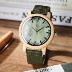 BOBO BIRD Bamboo Wooden Watch with Green Strap