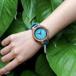 BOBO BIRD Women's Bamboo Wood Watch with Leather Strap