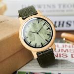 BOBO BIRD Bamboo Wooden Watch with Green Strap