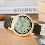BOBO BIRD Bamboo Wooden Watch with Green Strap