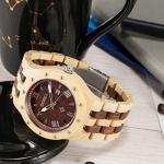 BEWELL Men's Maple and Red Sandalwood Wood Watch