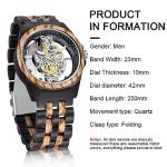 Men's Retro Gear Wooden Watch with Transparent Dial