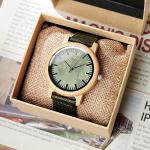 BOBO BIRD Bamboo Wooden Watch with Green Strap