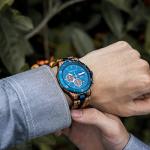 Men's Blue Sandalwood Quartz Wristwatch with Chronograph