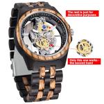 Men's Retro Gear Wooden Watch with Transparent Dial