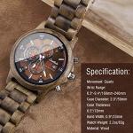 Men's Walnut Wood Chronograph Watch with Date Display