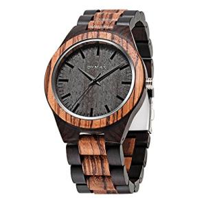 BYMAX Men’s Zebra Wood Quartz Watch