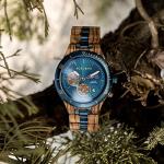 Men's Blue Sandalwood Quartz Wristwatch with Chronograph