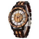 Realpoo Brown Skeleton Dial Wood Watch for Men