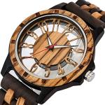 Realpoo Brown Skeleton Dial Wood Watch for Men