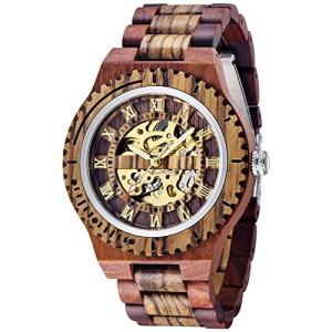 Dentily Men's Wooden Skeleton Automatic Watch