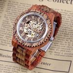 Dentily Men's Wooden Skeleton Automatic Watch