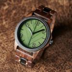 Men's Ebony Wood Watch with Unique Leaf Vein Dials