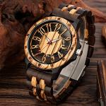Realpoo Brown Skeleton Dial Wood Watch for Men
