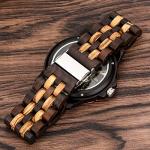 Realpoo Brown Skeleton Dial Wood Watch for Men