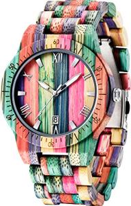 Colorful Bamboo Wood Analog Watch for Men