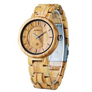 BEWELL Handmade Olive Wood Watch for Women