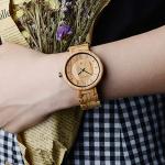 BEWELL Handmade Olive Wood Watch for Women