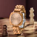 Rose Gold Square Wood Watch for Women