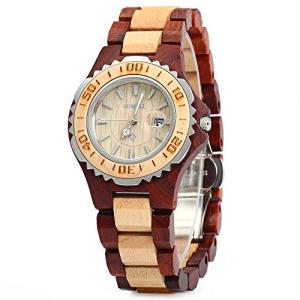 BEWELL Women’s Red Sandalwood Quartz Wrist Watch