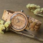 BEWELL Handmade Olive Wood Watch for Women