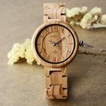 BEWELL Handmade Olive Wood Watch for Women
