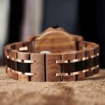 Men's Ebony Wood Watch with Unique Leaf Vein Dials