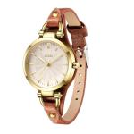 BUREI Women’s Simple Leather Strap Wood Watch
