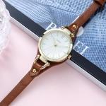 BUREI Women’s Simple Leather Strap Wood Watch