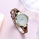 BUREI Women’s Simple Leather Strap Wood Watch