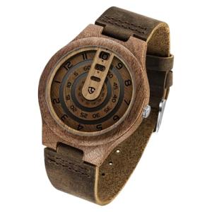 Timever Men's Wooden Watch with Leather Strap