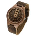 Timever Men's Wooden Watch with Leather Strap