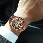 Dentily Men's Wooden Skeleton Automatic Watch