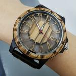 Realpoo Brown Skeleton Dial Wood Watch for Men