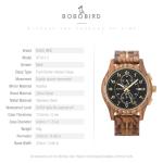 BOBO BIRD Men's Stylish Wooden Chronograph Watch
