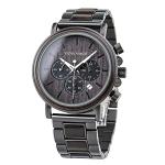 BOBO BIRD Mens Wooden Watches Business Casual Wristwatches Stylish Ebony Wood & Stainless Steel Combined Chronograph