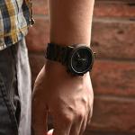 BOBO BIRD Mens Wooden Watches Business Casual Wristwatches Stylish Ebony Wood & Stainless Steel Combined Chronograph