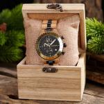 Men's Wooden Chronograph Watch with Luminous Hands