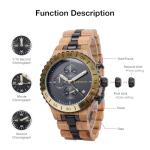 Men's Wooden Chronograph Watch with Luminous Hands